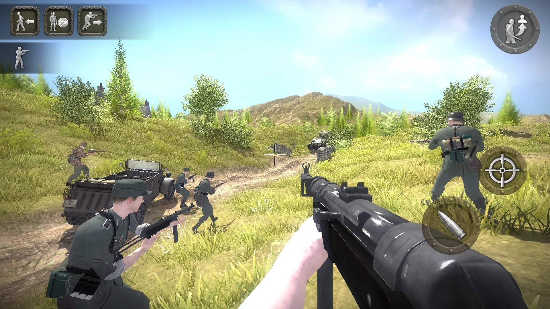 Schlachtfeld mit Flugzeugen und Explosionen